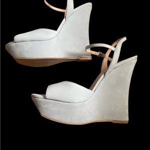 Steve Madden light blue suede wedge, worn for few hours only once, size 6.5